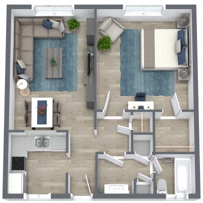Floor plan layout diagram for The Central Garden with W/D
